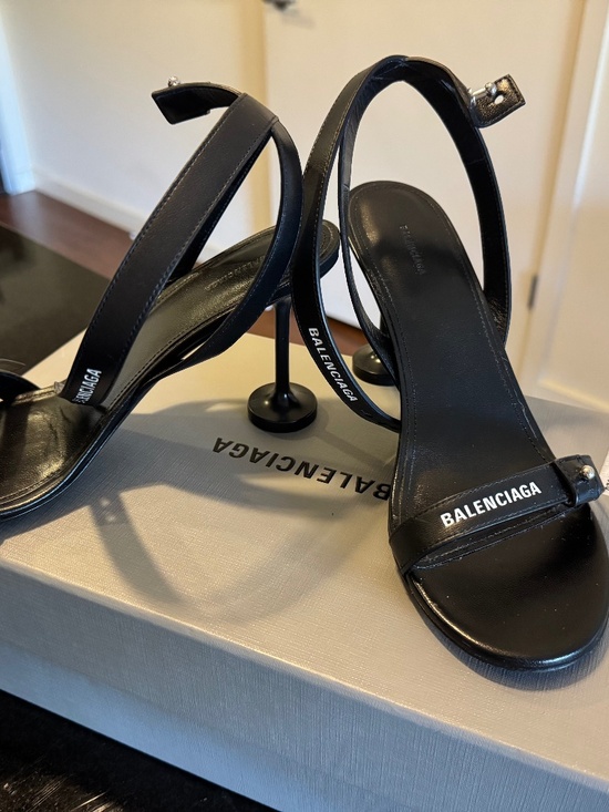 Balenciaga Shoes - Balenciaga Afterhour Leather Logo Print Sandals
